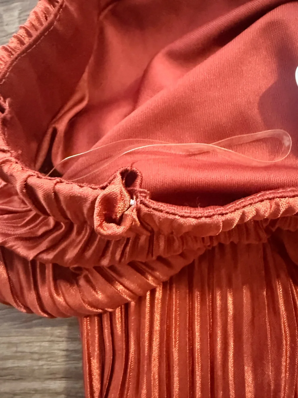 Fashion Nova Rust Pleated Bandeau Top Maxi Skirt Set
